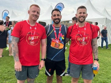 Three runners after completing Great North Run