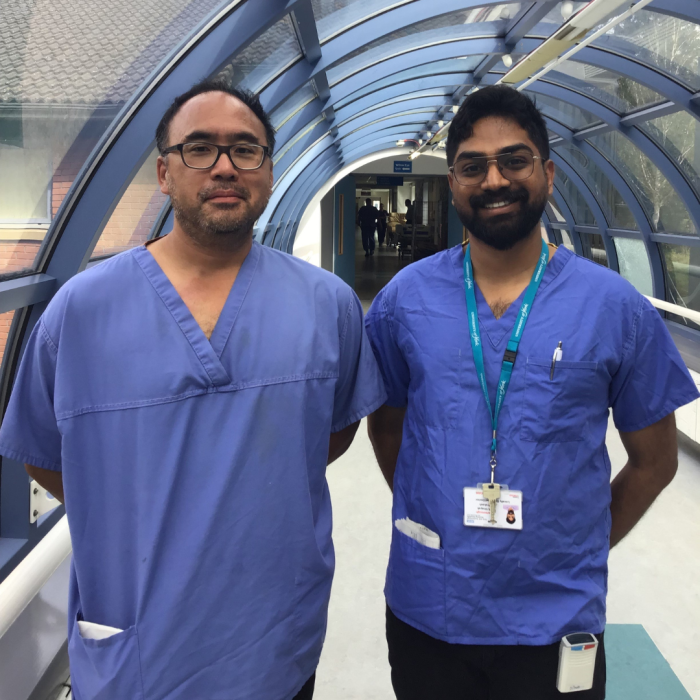 Consultant Surgeon Mr Michael Lim and Research Fellow Vinayak Thattaruparambil 